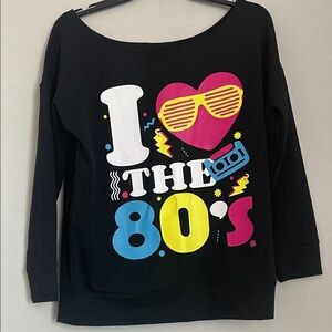 I Love the 80's Black 3/4 Sleeve Top Size S for Women
